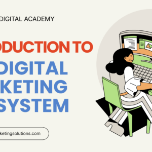 Flat vector illustration of a professional digital marketer working at a modern workstation with dual monitors, representing the technical architecture of the digital marketing ecosystem under the Perfect Digital Academy framework.