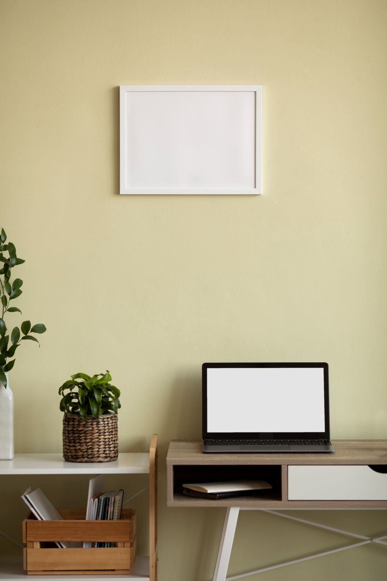 A clean, organized digital workspace with a laptop open on a desk, representing high-efficiency omnichannel content systems and structured social media architecture.