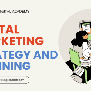 Professional student analyzing market intelligence data and competitor keywords on a dashboard to build an end-to-end digital marketing strategy and planning capstone portfolio.